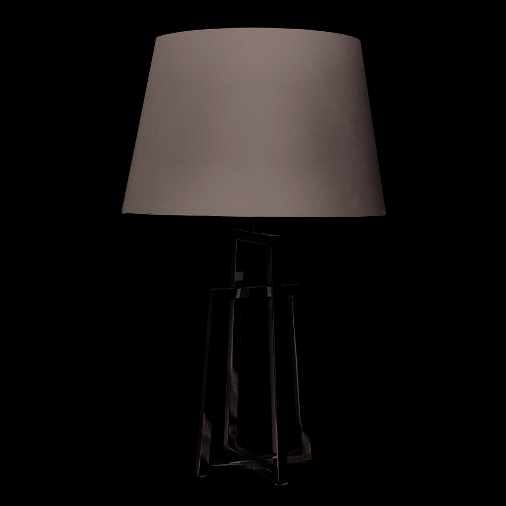 Crossed Frame Table Lamp In Chrome & Black Tapered Shade