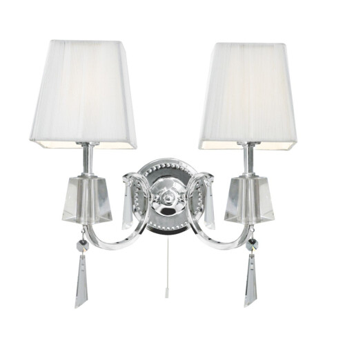Searchlight 2 Light Chrome And Glass Wall With White String Shade
