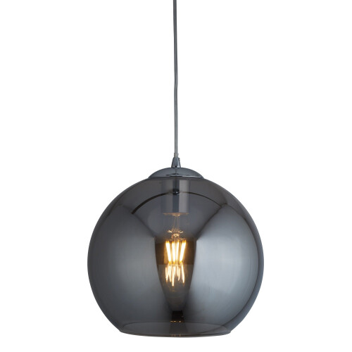 Searchlight 1 Light Round Pendant Chrome with Smoked Glass