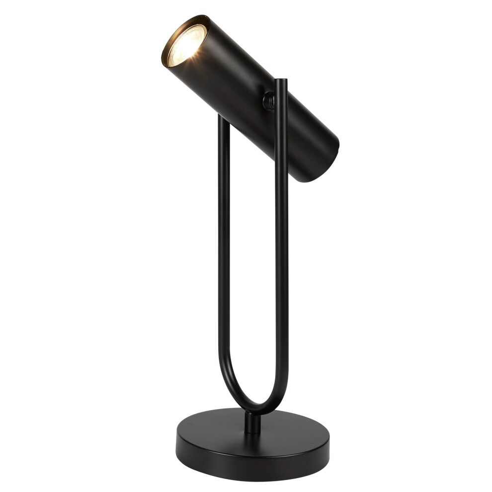 1 Light Cylinder Shade Table Lamp In Matt Black