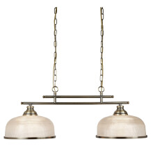 2 Light Ceiling Bar Antique Brass Halophane Glass