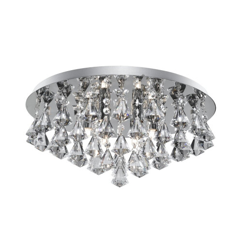 Searchlight Modern Chrome Crystal Flush 6 Light With Diamond Drops