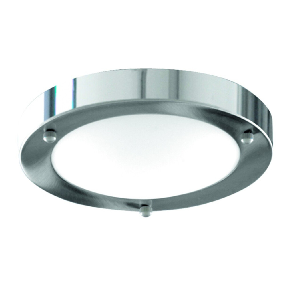 Modern Bathroom Flush Ceiling Light With White Glass