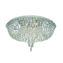 Chrome 10 Light Crystal Flush Fitting