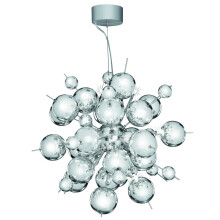 Modern 12 Light Chrome Pendant With Chrome Glass Ball