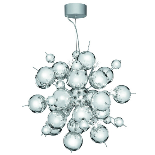 Searchlight Modern 12 Light Chrome Pendant With Chrome Glass Ball