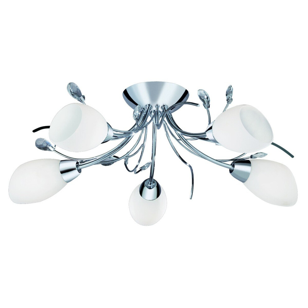 Modern Semi Flush Light With White Glass Shades
