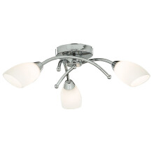 Modern Chrome Ceiling Flush 3 Light With Opal Glass