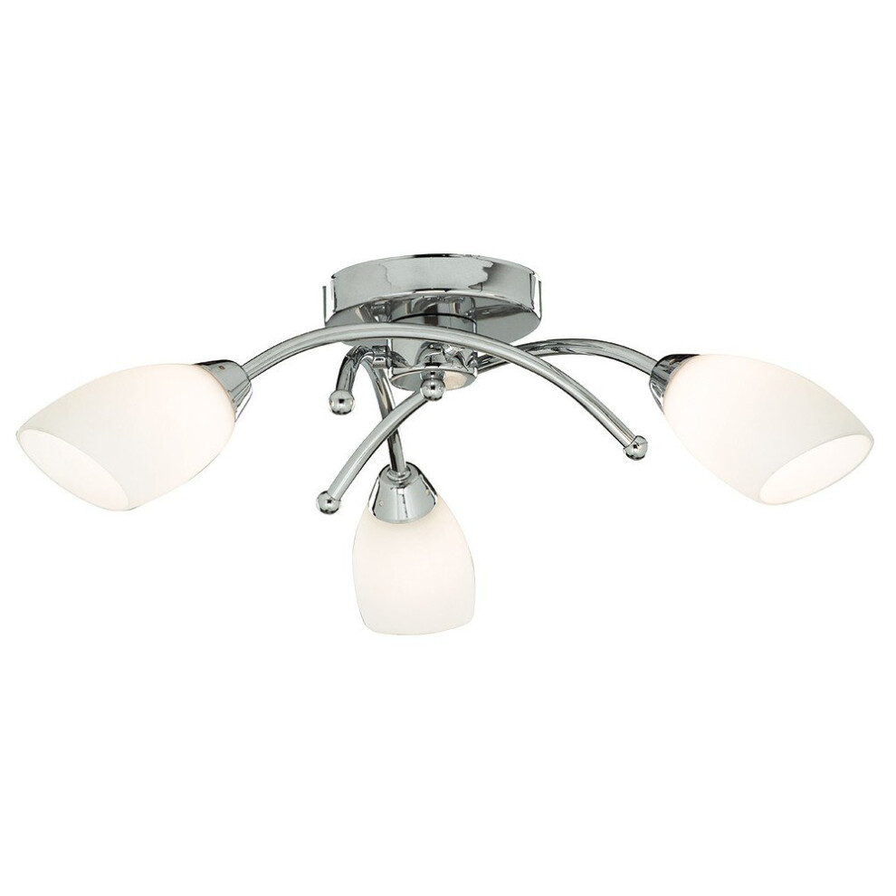 Searchlight Light Modern Chrome Ceiling Flush With Opal Glass Size 3