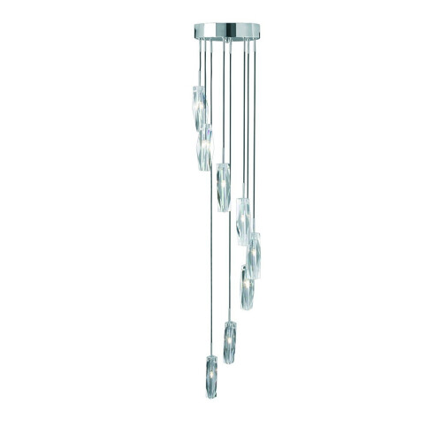 Searchlight 8 Light Dangle Crystal Glass Pendant With K9 Glass