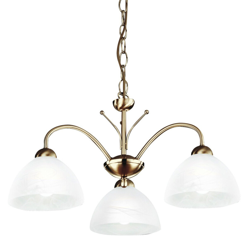 Traditional 3 Light Chain Pendant With Alabaster Glass