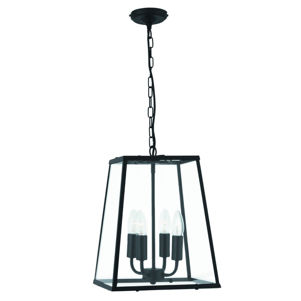 Lanterns 4 Light Black Lantern Pendant