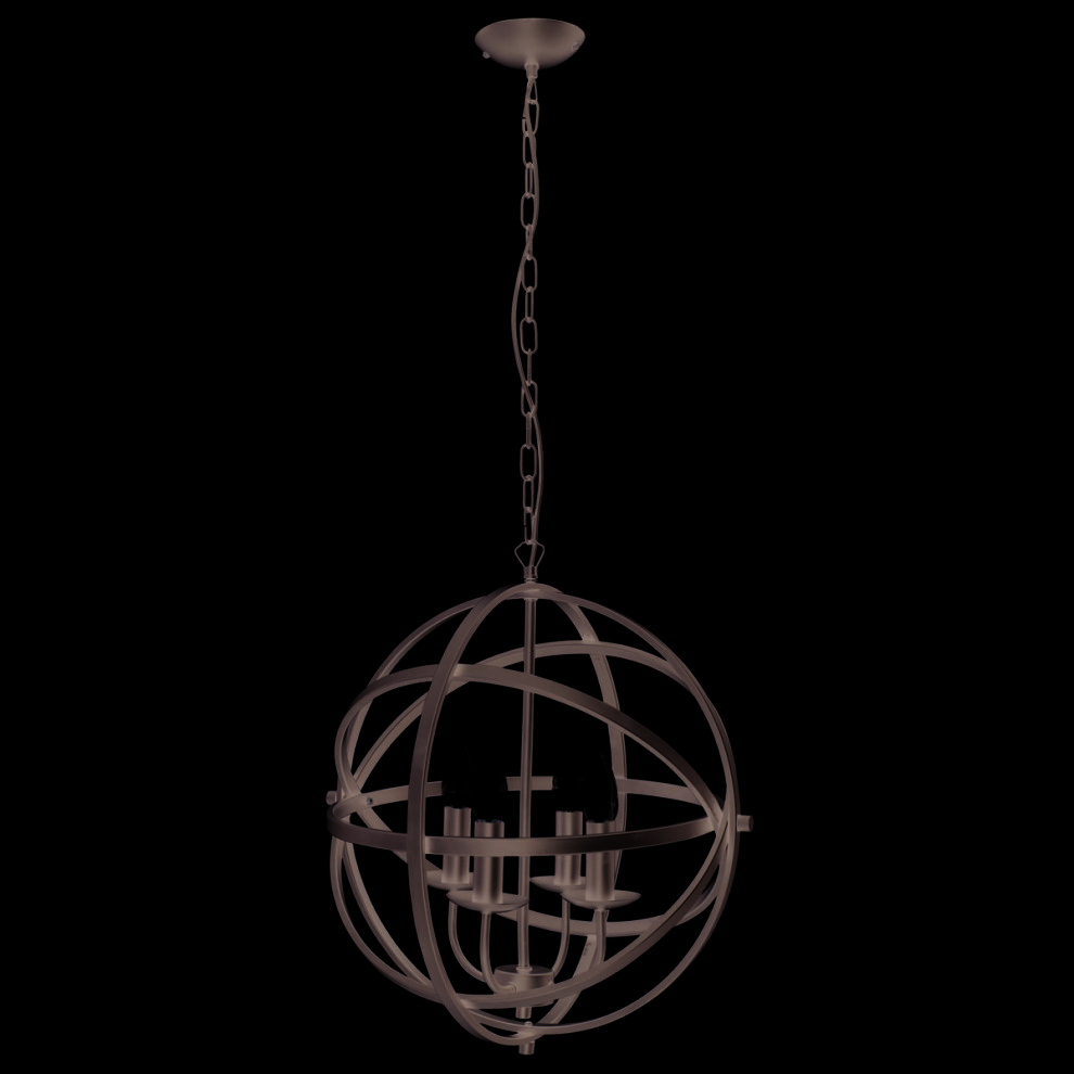 4 Light Cage Frame Orb Pendant In Matt Black