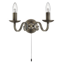 2 Light Scroll Arms Detail Wall Bracket In Antique Brass