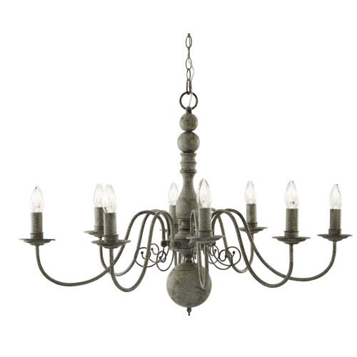 Searchlight Pendant Ceiling Light 8 Light Chandelier Textured Greythorne E14 Dimmable IP20