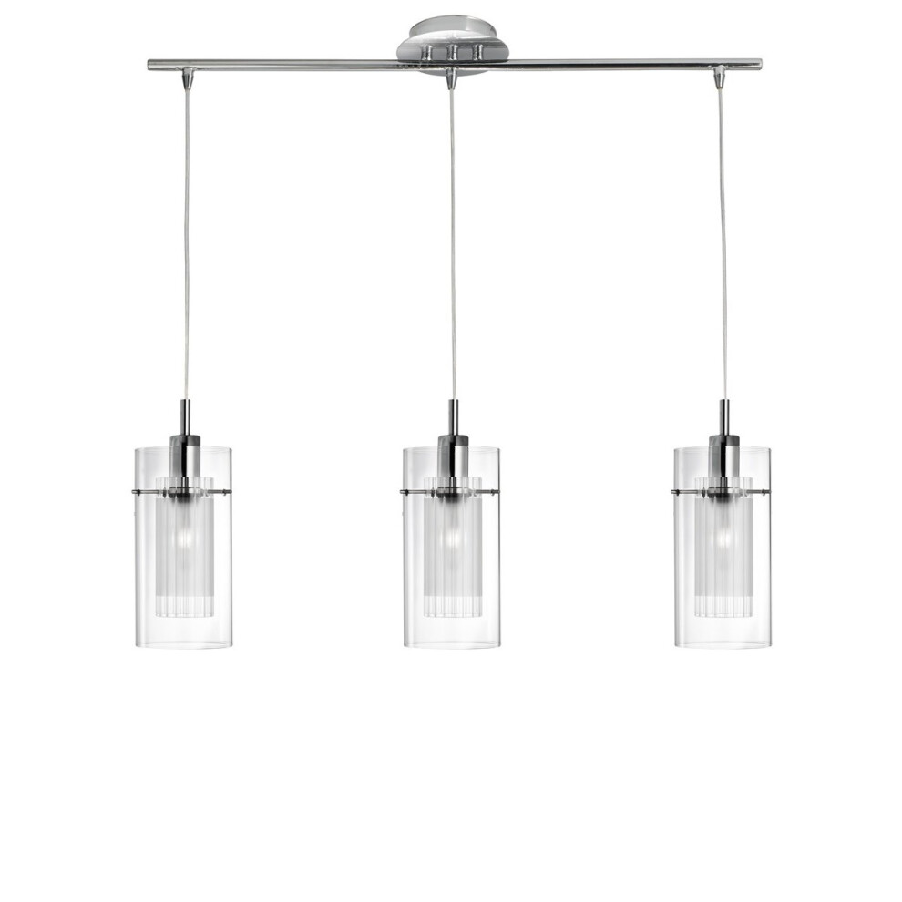 3 Light Pendant Bar With Clear And Frosted Glass