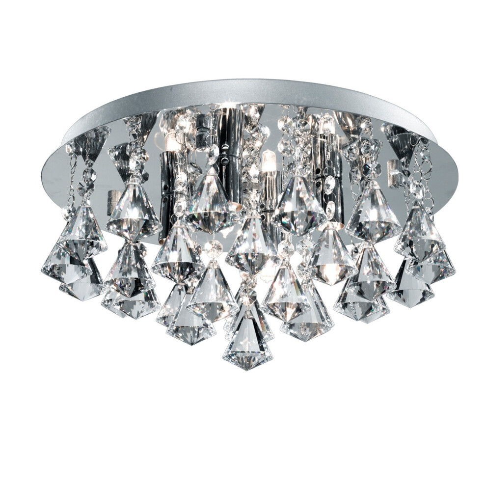 Bathroom IP44 4 Light Chrome Crystal Ceiling Flush