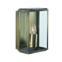 Outdoor Rectangular Box Traditional Brass Wall Light IP44