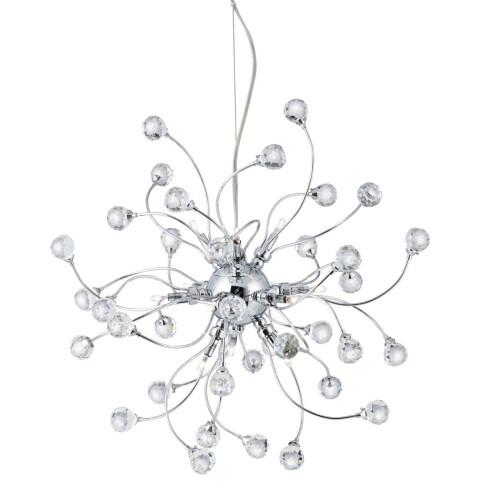 Searchlight 12 Light Chrome Pendant With Crystal Ball Trim
