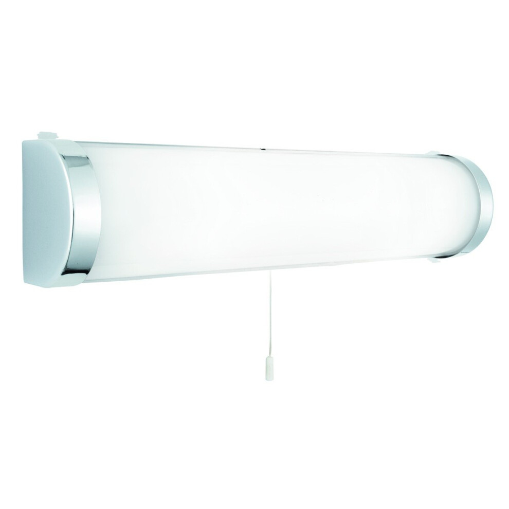 Bathroom Wall Light Switched Chrome With White Glass