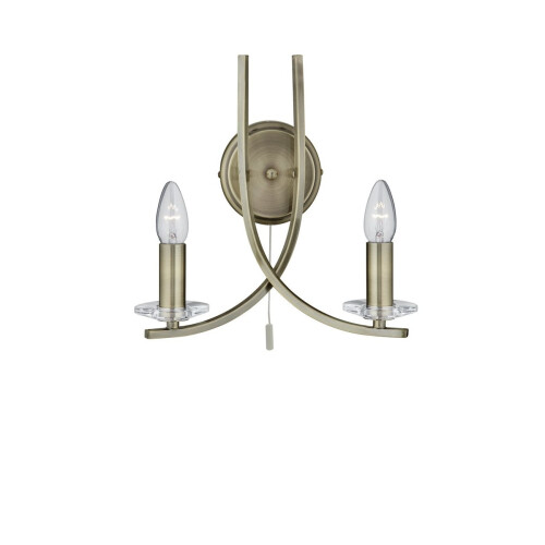 Searchlight Switched Double Wall Light With Clear Glass Sconces