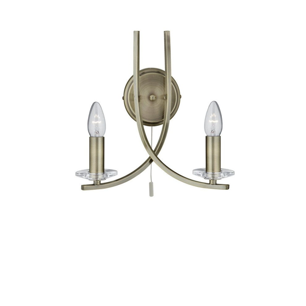 Switched Double Wall Light With Clear Glass Sconces