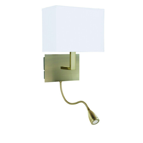 Searchlight Wall Light Antique Brass Bracket With Led Flexi Arm and Shade