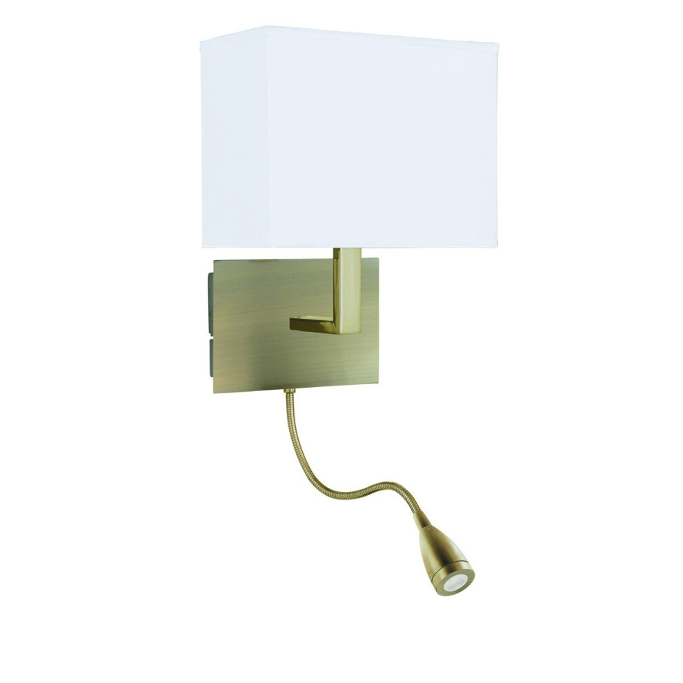 Wall Light Antique Brass Bracket With Led Flexi Arm and Shade