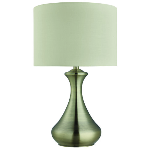 Searchlight Touch Lamp In Antique Brass Featuring Cream Shade