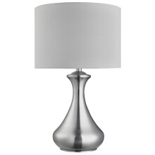 Touch Lamp In Satin Silver Featuring White Shade