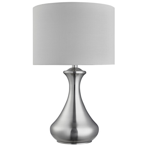 Searchlight Touch Lamp In Satin Silver Featuring White Shade