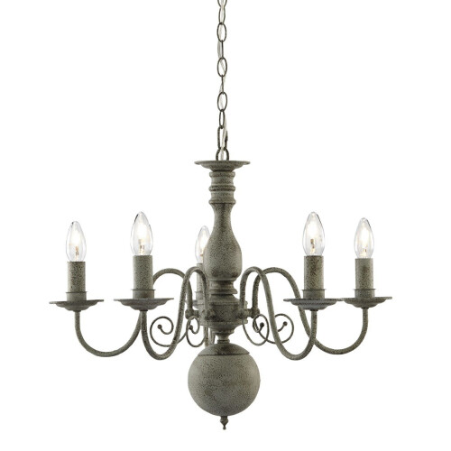 Searchlight 5 Arm Textured Grey Steel Ceiling Pendant
