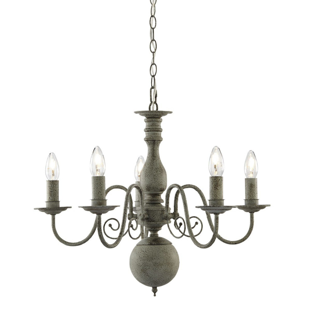 Searchlight 5 Arm Textured Steel Ceiling Pendant Grey