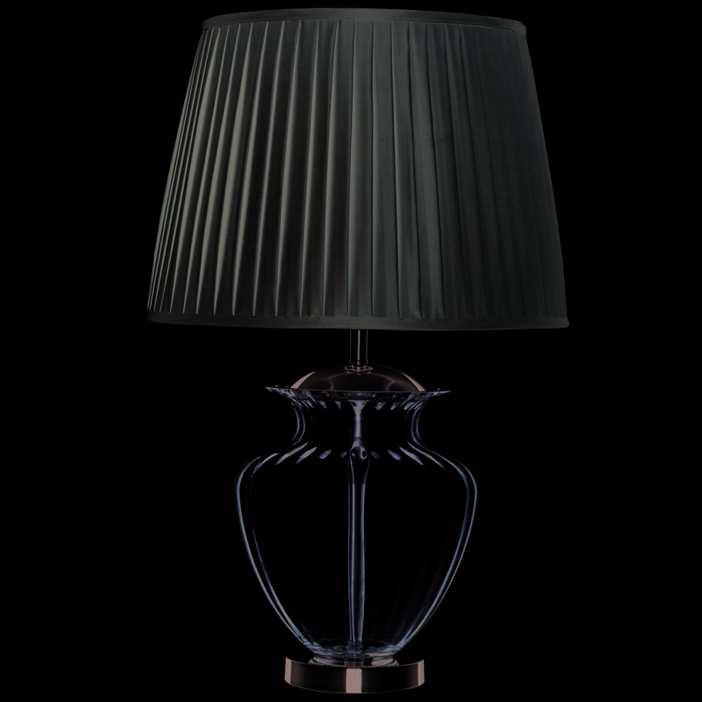 Urn Chrome Bedside Office Work Desk Table Lamp With Amber Glass & Pleated Shade