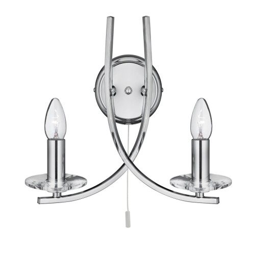 Searchlight Switched Double Wall Light With Clear Glass Sconces
