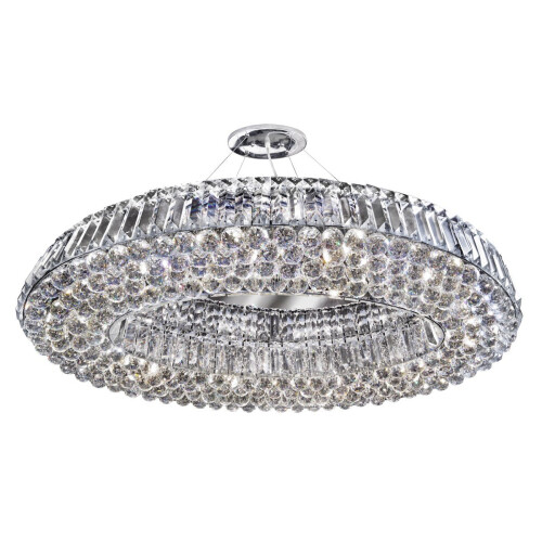 Searchlight Chrome Oval 10 Light Crystal Pendant Chandelier
