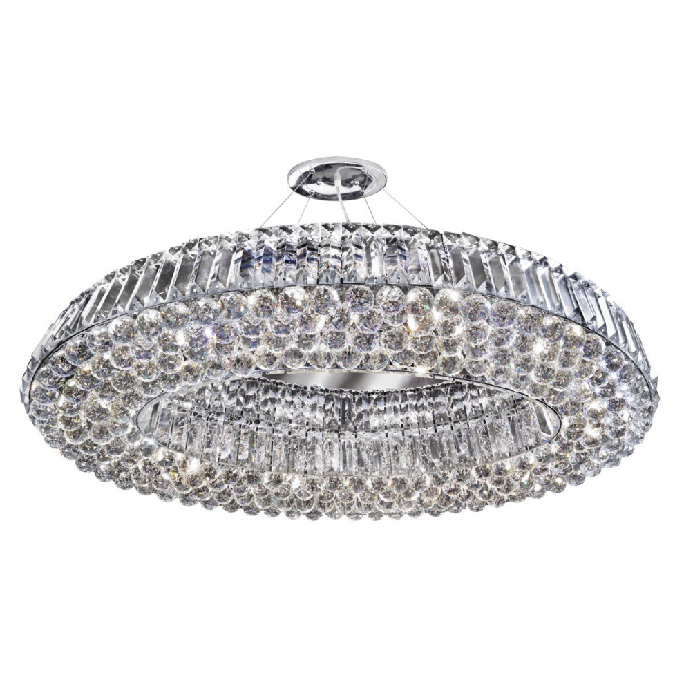 Chrome Oval 10 Light Crystal Pendant Chandelier