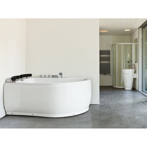 Beliani Right Hand Whirlpool Corner Bath with LED PARADISO