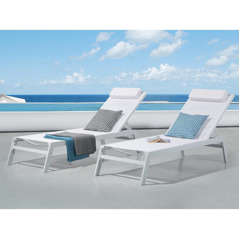 (White) Aluminium Garden Lounger - Outdoor Patio Sunlounger - CATANIA II