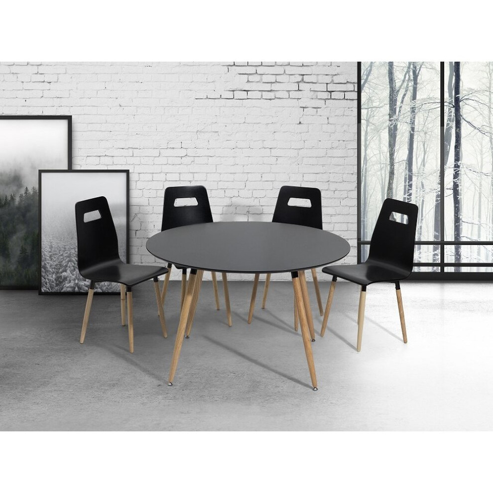 (Black, 120cm) Dining Table - Rubber wood - - black - BOVIO