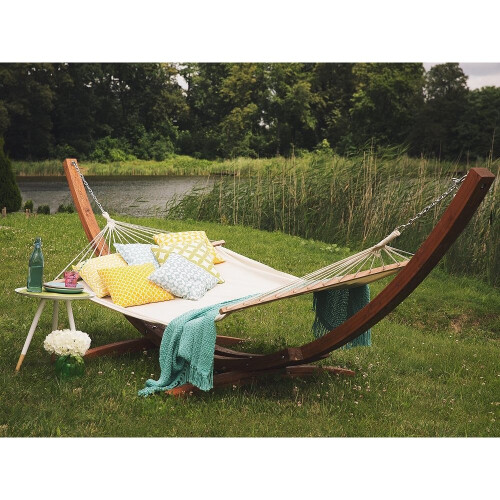 Beliani Cotton Hammock with Stand - Light Beige TREVISO