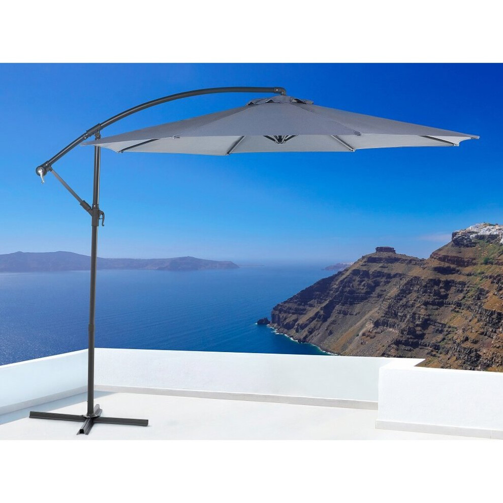 Beliani Patio Umbrella - Outdoor Umbrella - Cantilever Umbrella - Anthracite - Ravenna