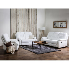 White Faux Leather Living Room Furniture Set BERGEN