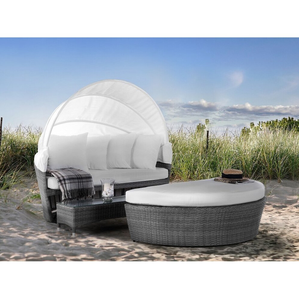 Grey Rattan Garden Day Bed SYLT LUX