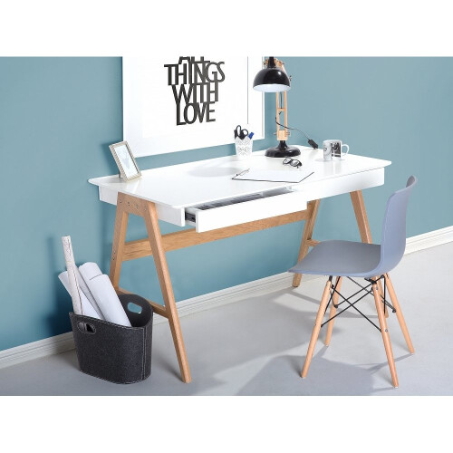 Beliani Desk - Computer Desk - Computer Table - 2 Drawers - 120x70 cm - White - SHESLAY