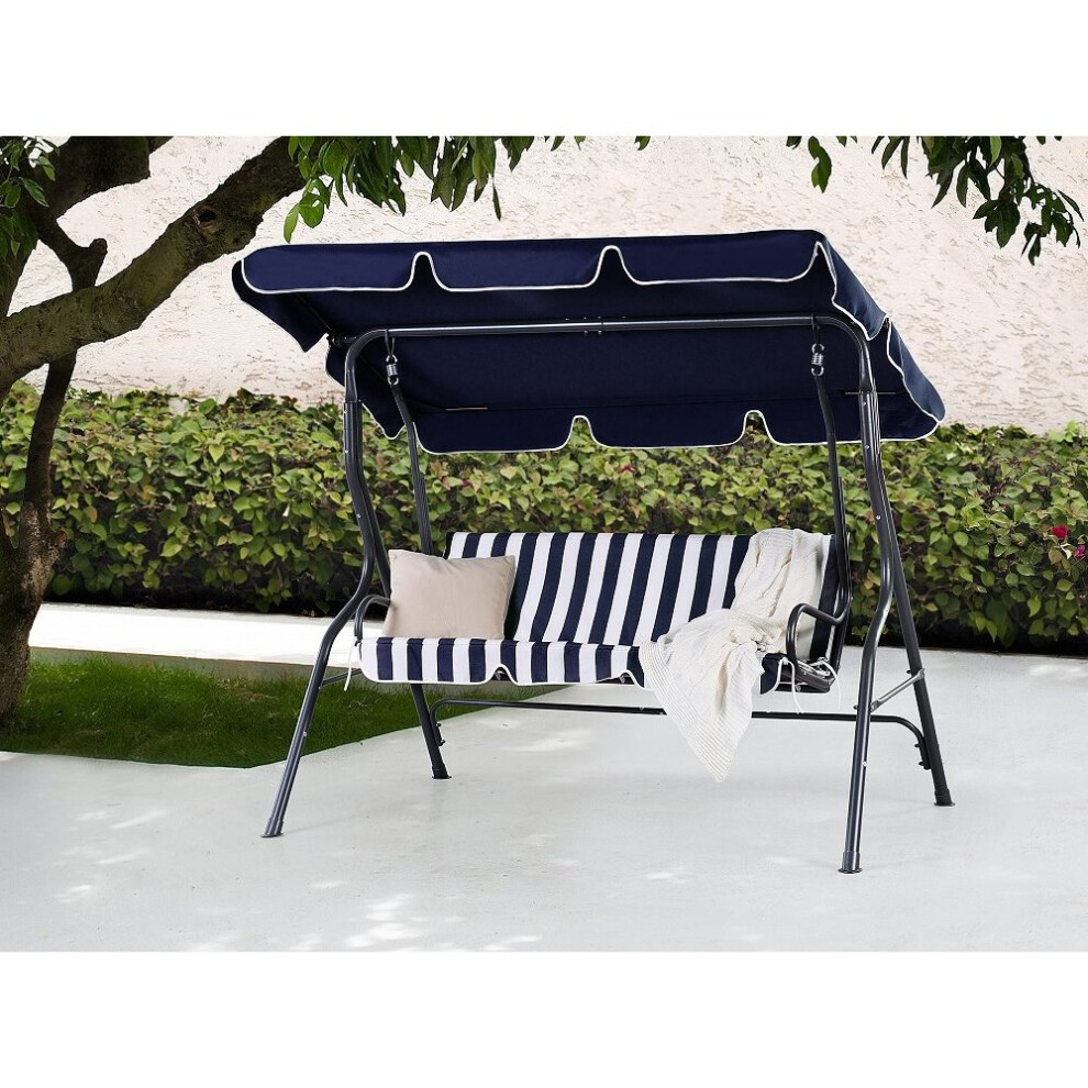 Garden Furniture - Outdoor Furniture - Garden Swing - Swing Seat - 3 Seater - Blue and White - CHAPLIN