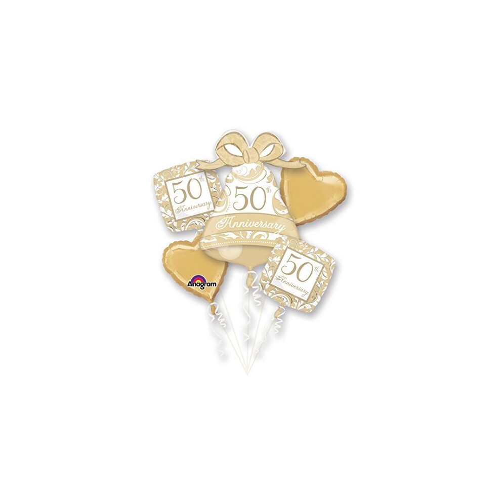 50th Anniversary Gold Scroll Foil Bouquet Balloons