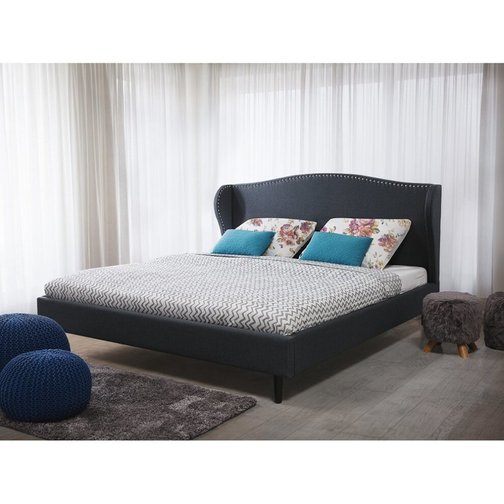 (Grey, 140x200cm) Bed - Super King Size Bed Frame - Upholstered - COLMAR