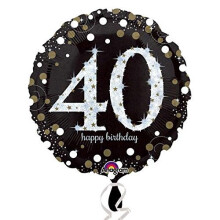 Black & Gold 40th Birthday Standard Foil Balloons S40 -