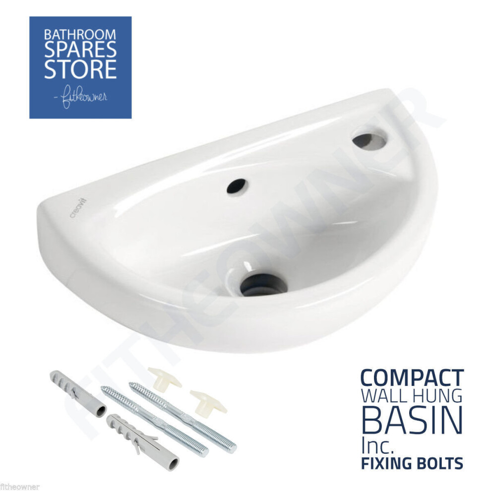 Compact Bathroom Cloakroom Basin Sink Wall Hung with Fixings